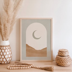 Desert Moon Art | Desert Art Print | Landscape Printable Art | Boho Wall Art | Arch Print | Minimalist Wall Art | Modern Art | Digital Print