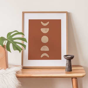 Moon Cycle Wall Art | Terracotta Print | Abstract Printable Art | Boho Wall Art | Minimalist Wall Art | Moon Phases Poster | Digital Print