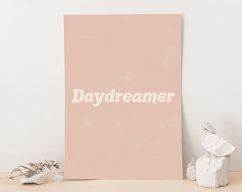 Daydreamer Quote Art | Pink Quote Print | Typography Print | Pink Boho Wall Art | Minimalist Wall Art | Modern Art | Digital Print