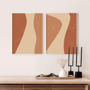 Mid Century Modern Set of 2 Prints | Terracotta Print | Abstract Printable Art | Boho Wall Art | Minimalist Art | Modern Art | Digital Print