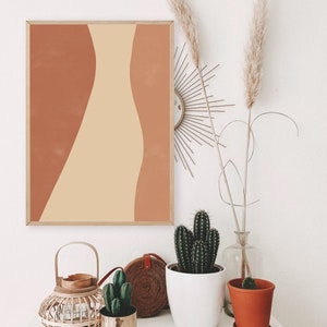 Mid Century Modern Wall Art | Terracotta Print | Abstract Printable Art ...