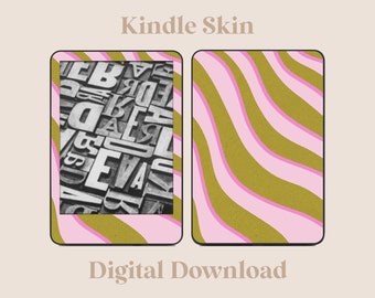 Wavy Pink Green Kindle Decal Skin | Digital Download