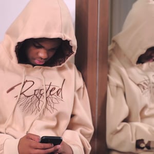 NEW!!!! Sew Rooted- Stone 2-Toned &quot;Rooted&quot; Unisex Satin Lined Hoodie
