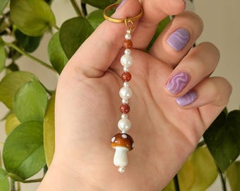 Handmade Mushroom Beaded Keychain - Unique, Colorful Accessory for Your Keys, Bags, and More