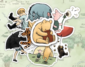 23 Classic Winnie-the-Pooh Stickers | Pooh Bear Sticker Pack | Waterproof Vinyl Decals