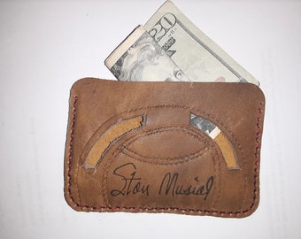 Stan Musial Baseball Glove Leather Wallet Minimalist Leather 