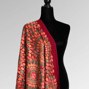 Floral Embroidered Pure Wool Shawl Wrap