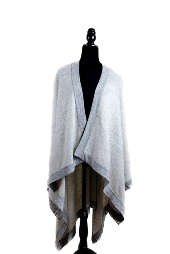 Cashmere Open Front Poncho Wrap - Hand Woven
