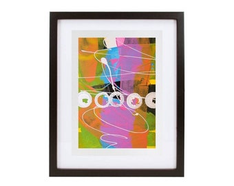 Pequeña pintura abstracta, colorida decoración moderna para el hogar, acuarela de 23 x 30 cm