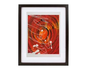 Pequeña pintura abstracta, arte post grafiti colorido, 23 x 30 cm