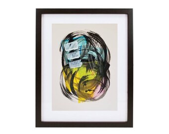 Pintura abstracta original de acuarela, grafiti colorido para pared (23 x 30 cm)