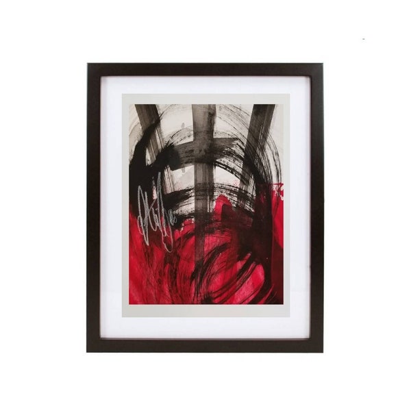 Impression d'art abstrait sombre. Impression de peinture noir et rouge, sombre et originale. Décoration d'intérieur unique. Art mural original de 8,5 x 11 pouces. Impression d'art 018.