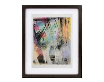 Pequeña pintura abstracta, arte post grafiti colorido (9x12)