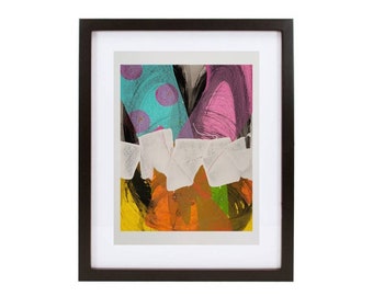 Pintura abstracta original, arte mural colorido de post grafiti (23 x 30 cm)