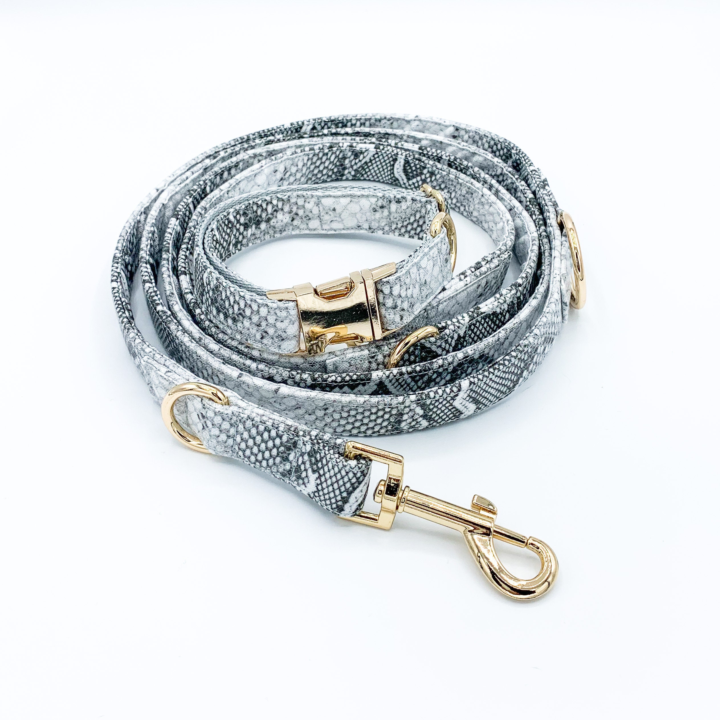 SET Dog Collar & Leash Serpent Snakes Print Gold | Etsy