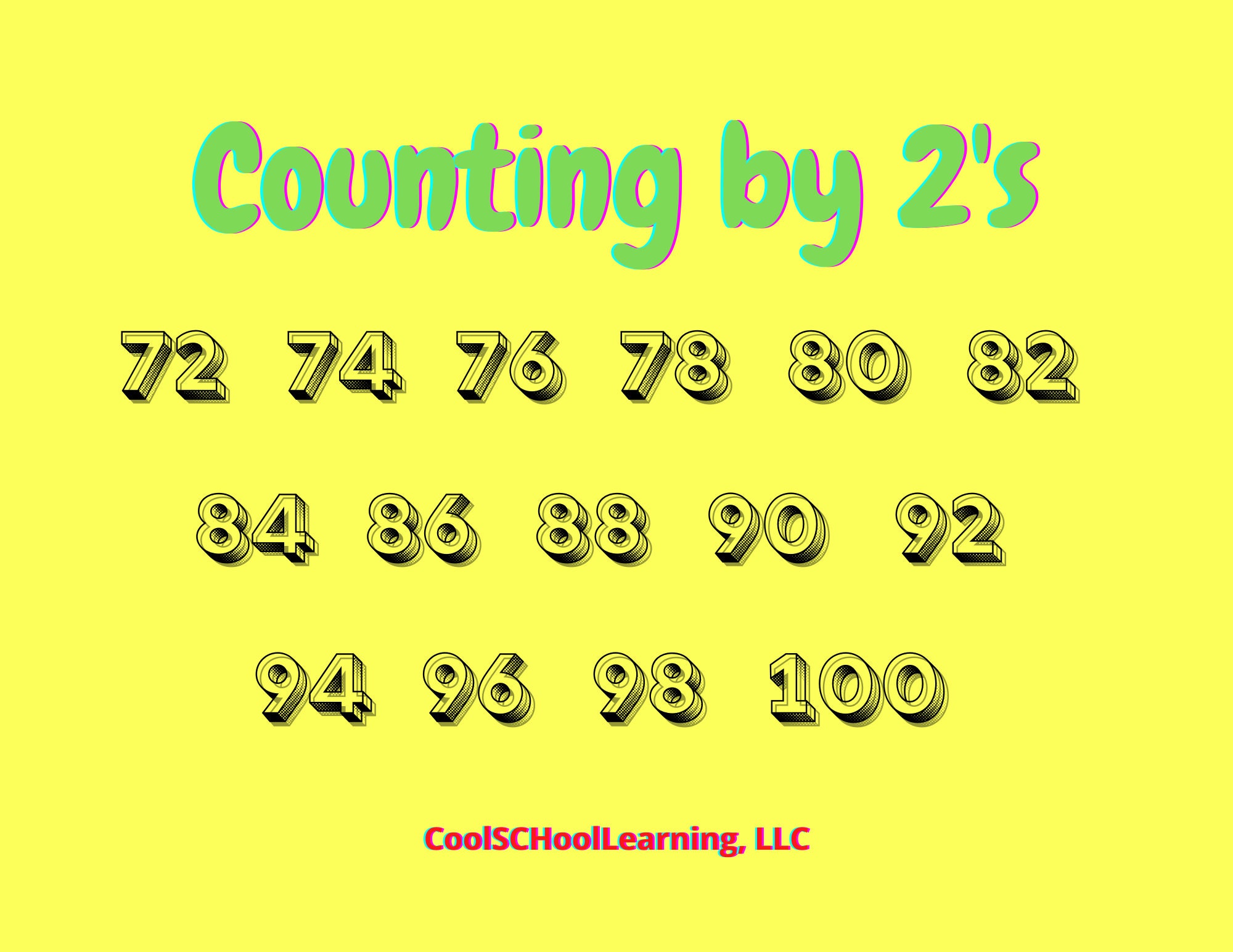 Count by 2s, Math Printable, Skip Counting Poster, PDF Digital Download ...