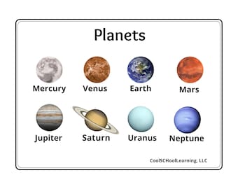 Solar System Planets Poster, Kids Educational Print (PDF)
