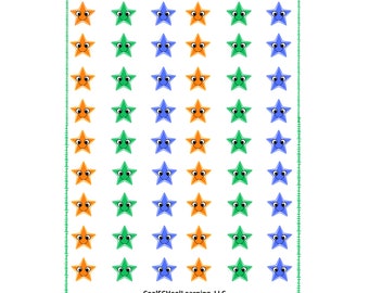 Star Sticker Sheet for Boys, Smiling Faces (PDF Printable)