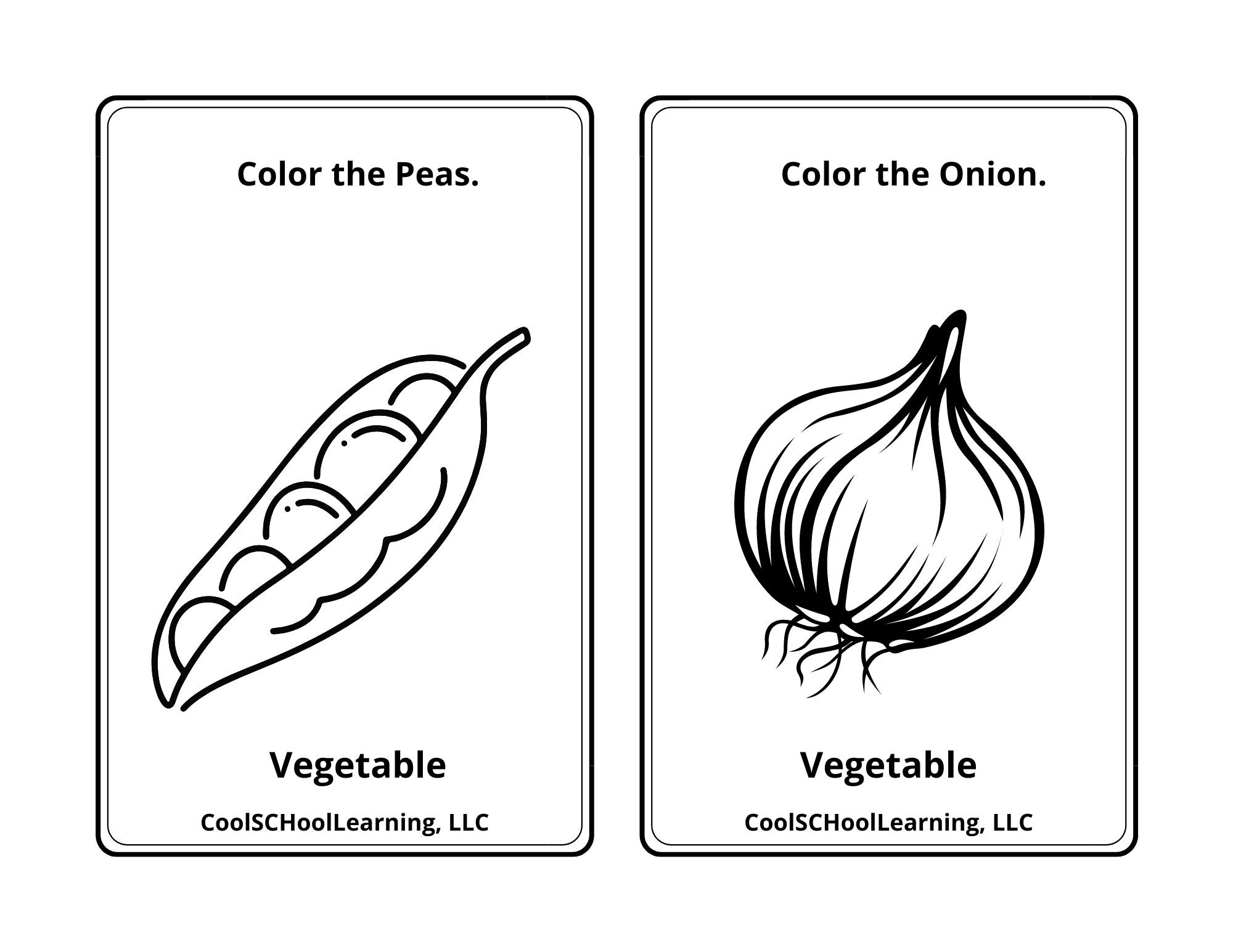 Vegetable Coloring Pages, Kids Educational Printables (PDF) - Etsy