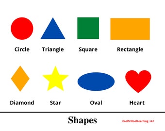 Shapes and Numbers 1-20 Poster, Preschool, Kindergarten, Educational Posters