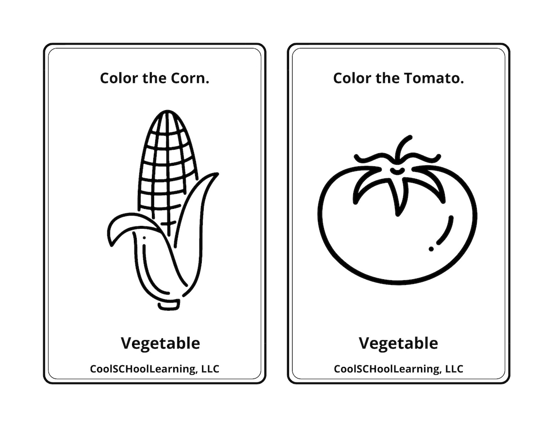 Vegetable Coloring Pages, Kids Educational Printables (PDF) - Etsy