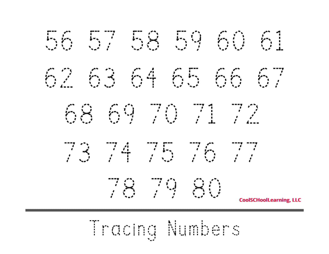 number tracing printable 1 100 worksheets for kids etsy