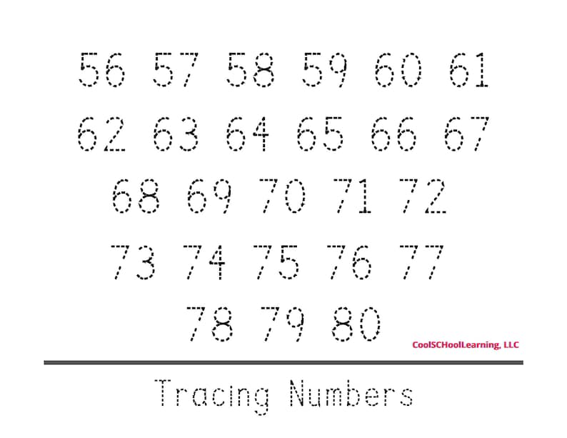 Tracing Numbers Printable (1-100), Worksheet for Kids, Kindergarten ...