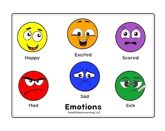 Emotions Preschool, Feelings Chart Printable, Emotions Poster, Educational Printables, Digital Download