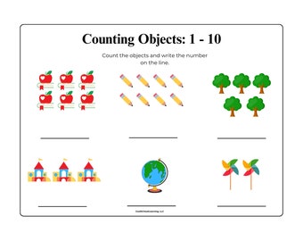 Counting Objects, Kindergarten Worksheets, Math for Kindergarten, Educational Printables