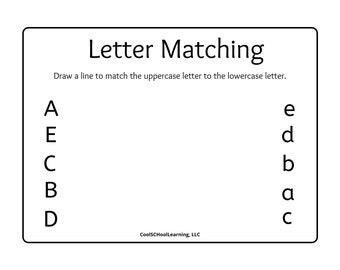 Alphabet Matching, Capital and Lowercase Letters, Preschool, Kindergarten, Educational Prints