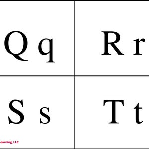 Alphabet FlashCards (Q-Z), Printable Flashcards for Kids, ABC FlashCards, Preschool, Kindergarten, Digital Download, Educational Flashcards