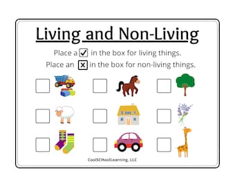 Living and Non-Living Printable, Preschool Activities, Kindergarten Readiness, PDF Digital Download