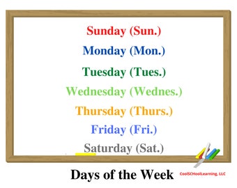 Days of the Week Printable, Homeschool Printables Kindergarten, Classroom Resources, Homeschool Learning, Educational Printables for Kids