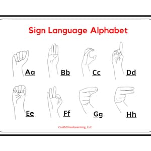 Sign Language ABC, ASL Printable, Sign Language Letters, ASL Learning Set, Sign Language for Kids