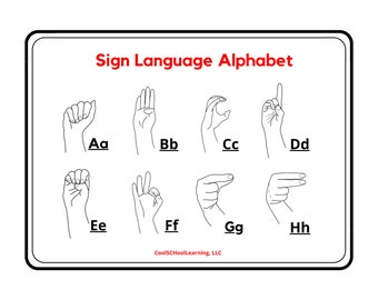 ASL Alphabet Printable, Sign Language Learning for Kids (PDF)
