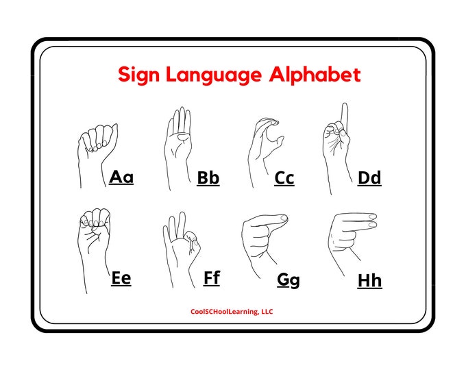 ASL Basic Needs Sign Language Chart, Visual Learning Poster (digital ...
