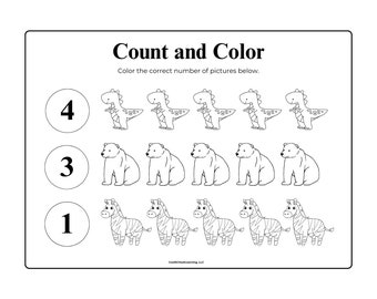Count and Color, PreK Worksheets, Preschool Printables, Educational Resources