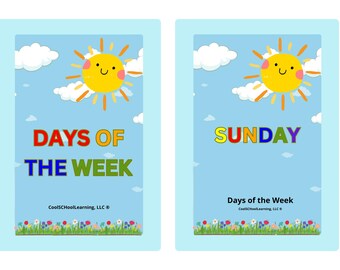 Days of the Week Flashcards for Kids, Preschool, Kindergarten, Homeschool Resource, Educational Prints PDF