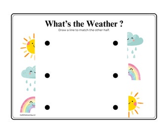 Weather Matching Activity, Preschool Kindergarten Printable (PDF)