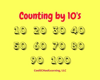 Counting by 10s Math Printable, Skip Counting Poster, PDF Digital Download