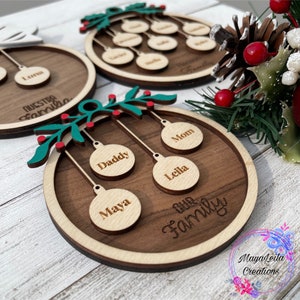 Personalized Family Christmas Ornaments, Custom Ornament, 2023 Wood Xmas Ornament, Ornament With Family Member Names