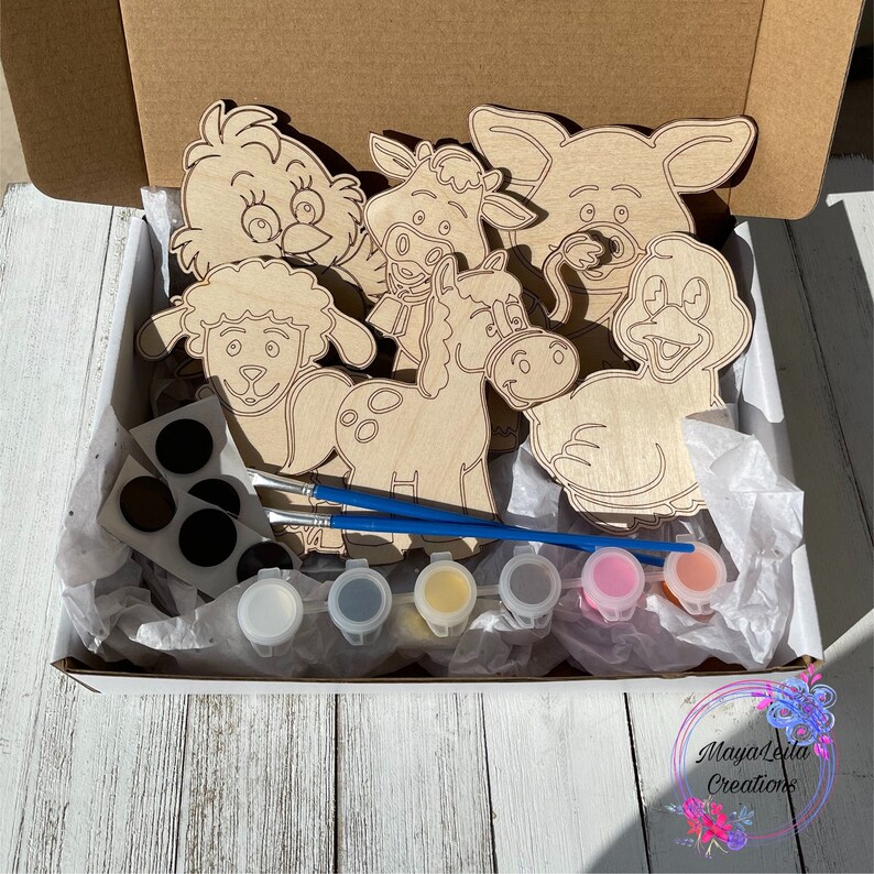 DIY Wooden Farm Animals Paint Kit DIY Kids Crafts Etsy