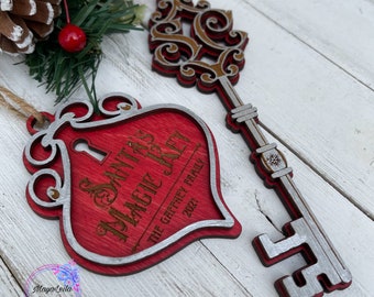 Santa Magic Key, Personalized Santa Key, Magic Santa Key, Wood Santa Key, Personalized Christmas Gift, Christmas Eve