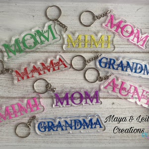 Mom personalized acrylic Keychain, Mom Keychain, Gift for Mom, Mothers day gift image 1