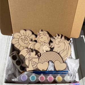 DIY Wooden Unicorn, Mermaid Paint Kit | DIY kids Crafts | Unfinished Wood | Painting Kit | Quarantine Kit | Birthday Gift | DIY Craft