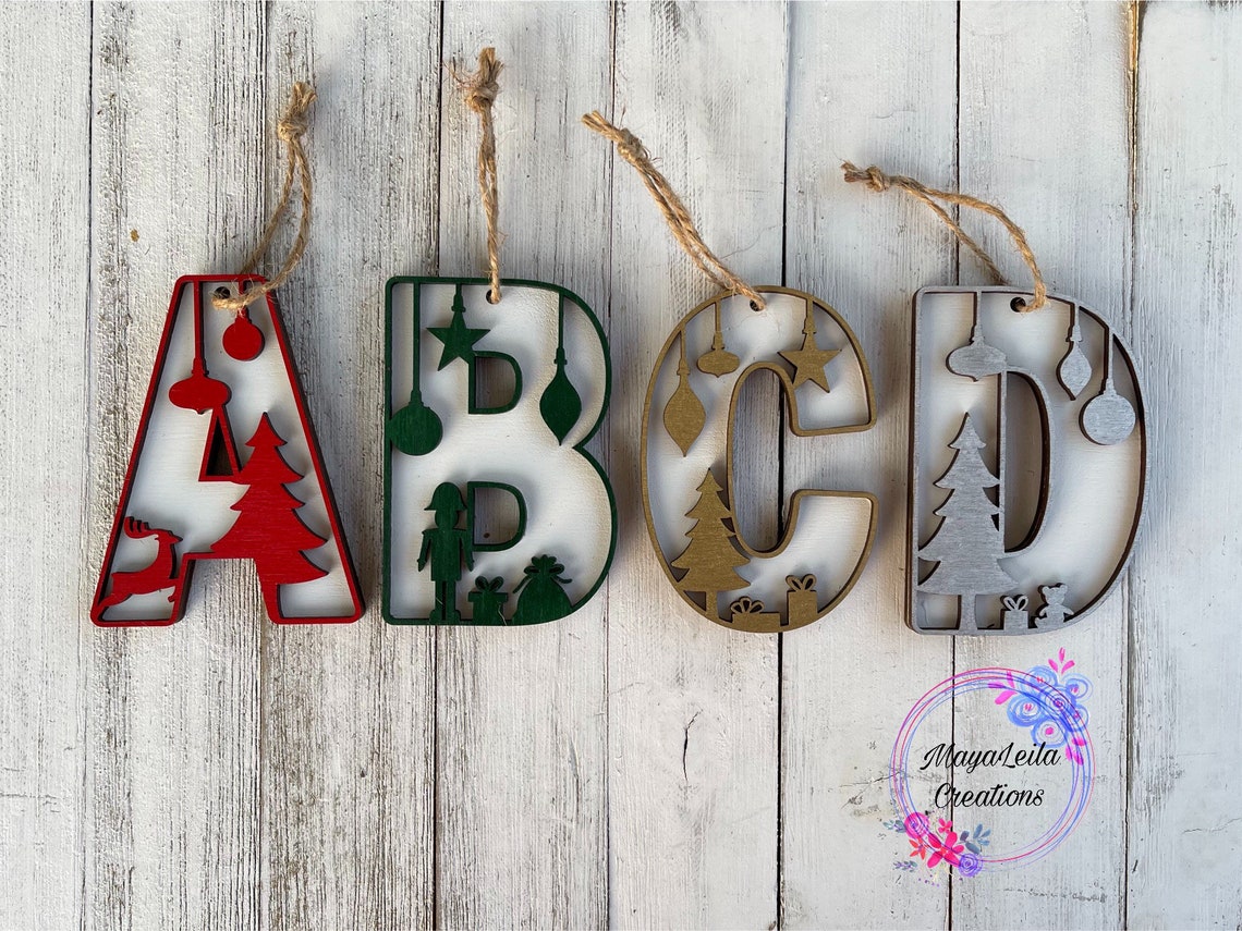 Alphabet Christmas Ornaments Wood Ornament Custom Ornament Etsy.de