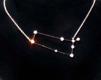 Rose Gold Diamond Gemini Constellation Pendant and Chain 14K