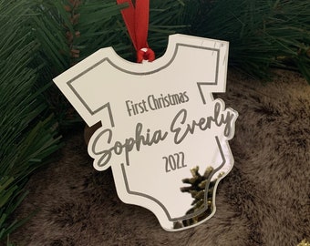 Baby’s First Christmas Ornament Personalized | Custom Name & Birth Stats Keepsake | Newborn Gift | Baby Shower Present | Holiday Decor
