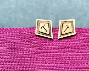 Monogram Wood Stud Earrings | Personalized Engraved Initial Earrings | Handmade Wooden Jewelry