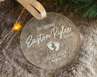 Custom Baby’s First Christmas Ornament | Personalized Newborn Keepsake | Modern Holiday Nursery Decor